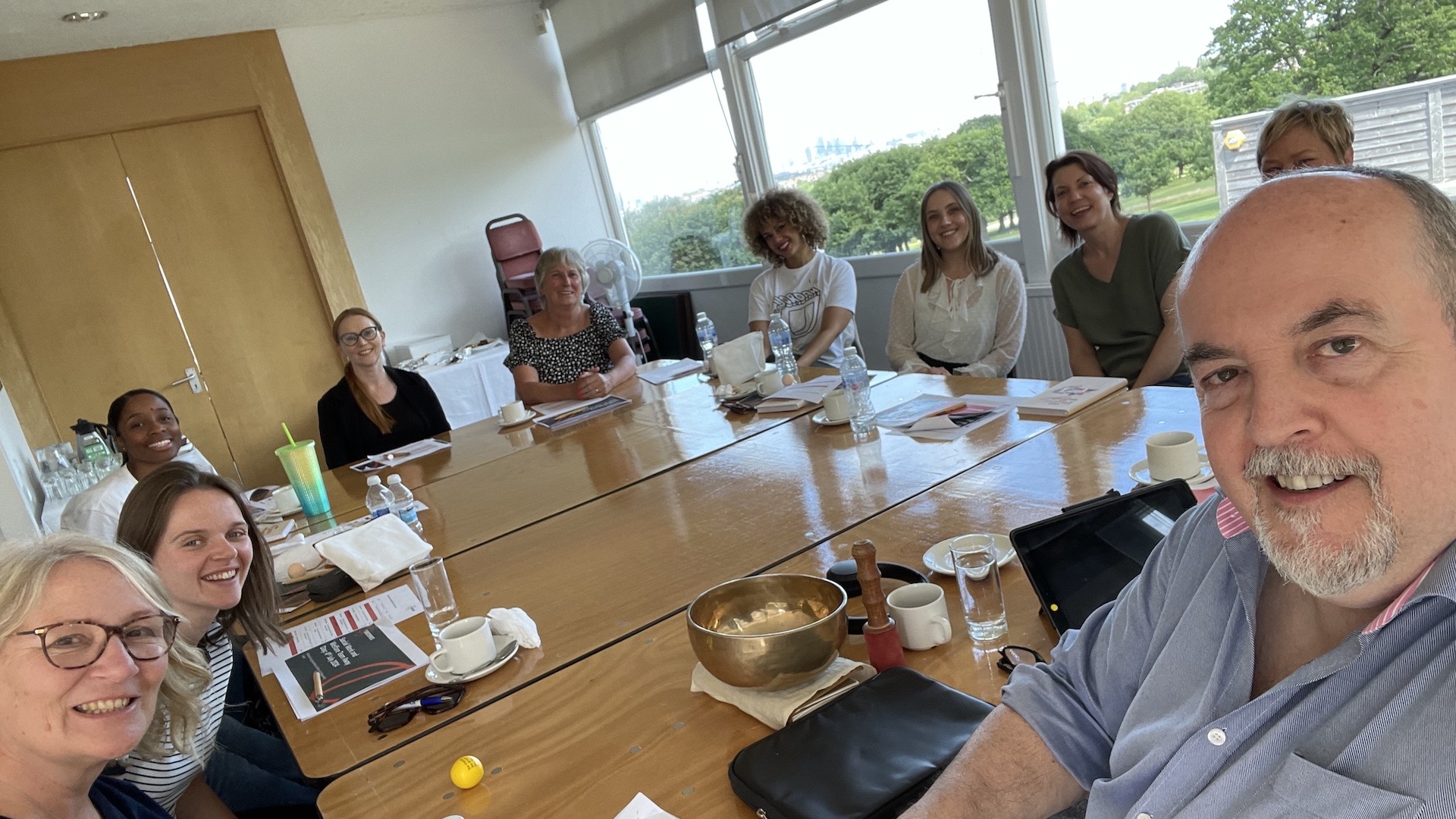 Participants in a small group mindfulness class